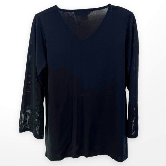 00s EXCLUSIVELY MISOOK Vintage Black VNeck Shoulder Pad Blouse - Picture 10 of 11